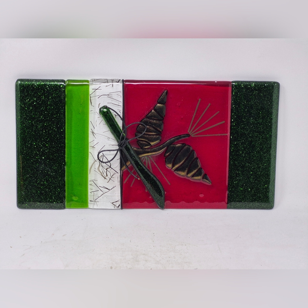 Fused Glass Serving Tray Holiday Design